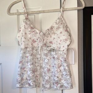 Floral Lace Camisole Pajama Top